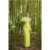Vestido Florida. Modelo 50606. Color lima y rosa fuerte.